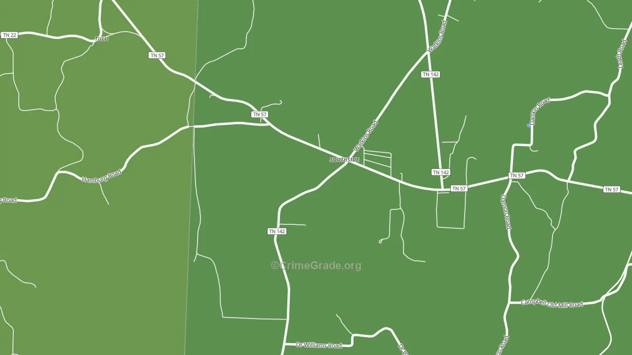 Tulu, TN Map of Vehicle Theft Rates