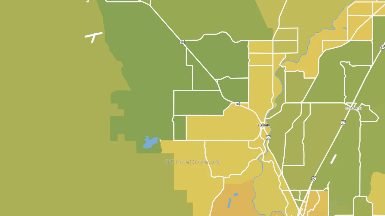 Tumalo, OR Map of Vehicle Theft Rates