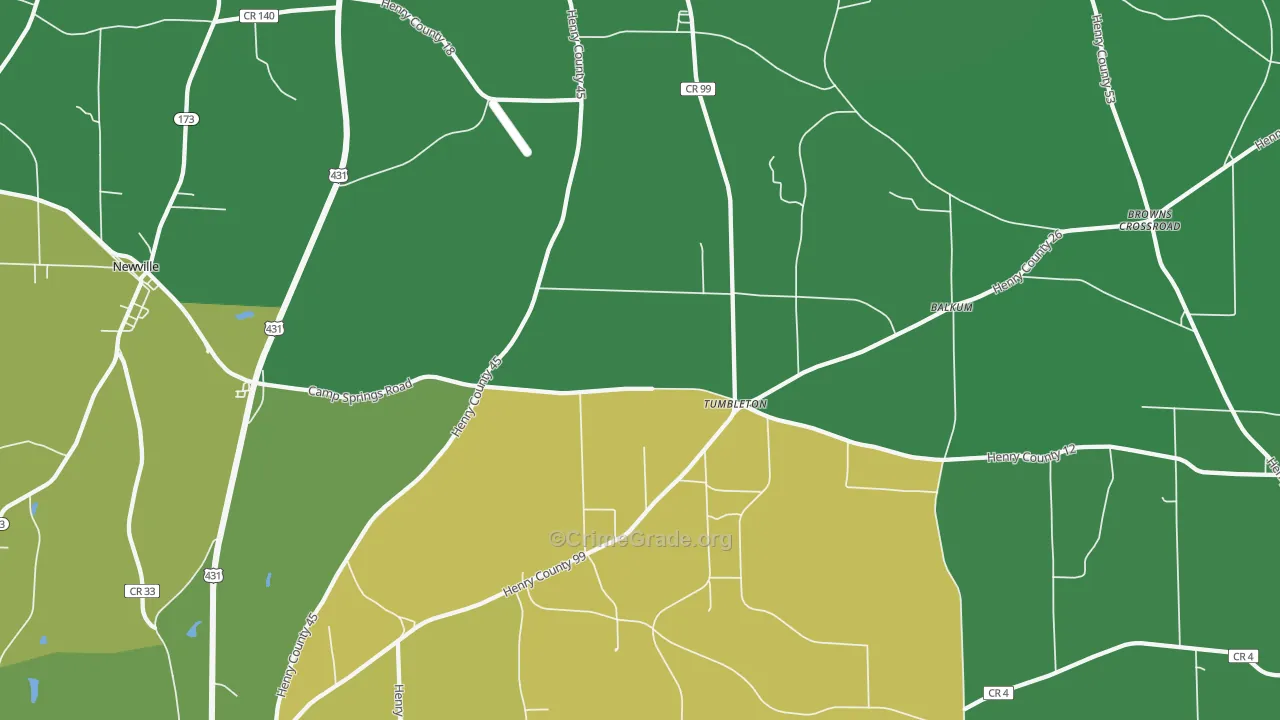 Tumbleton, AL Map of Vehicle Theft Rates