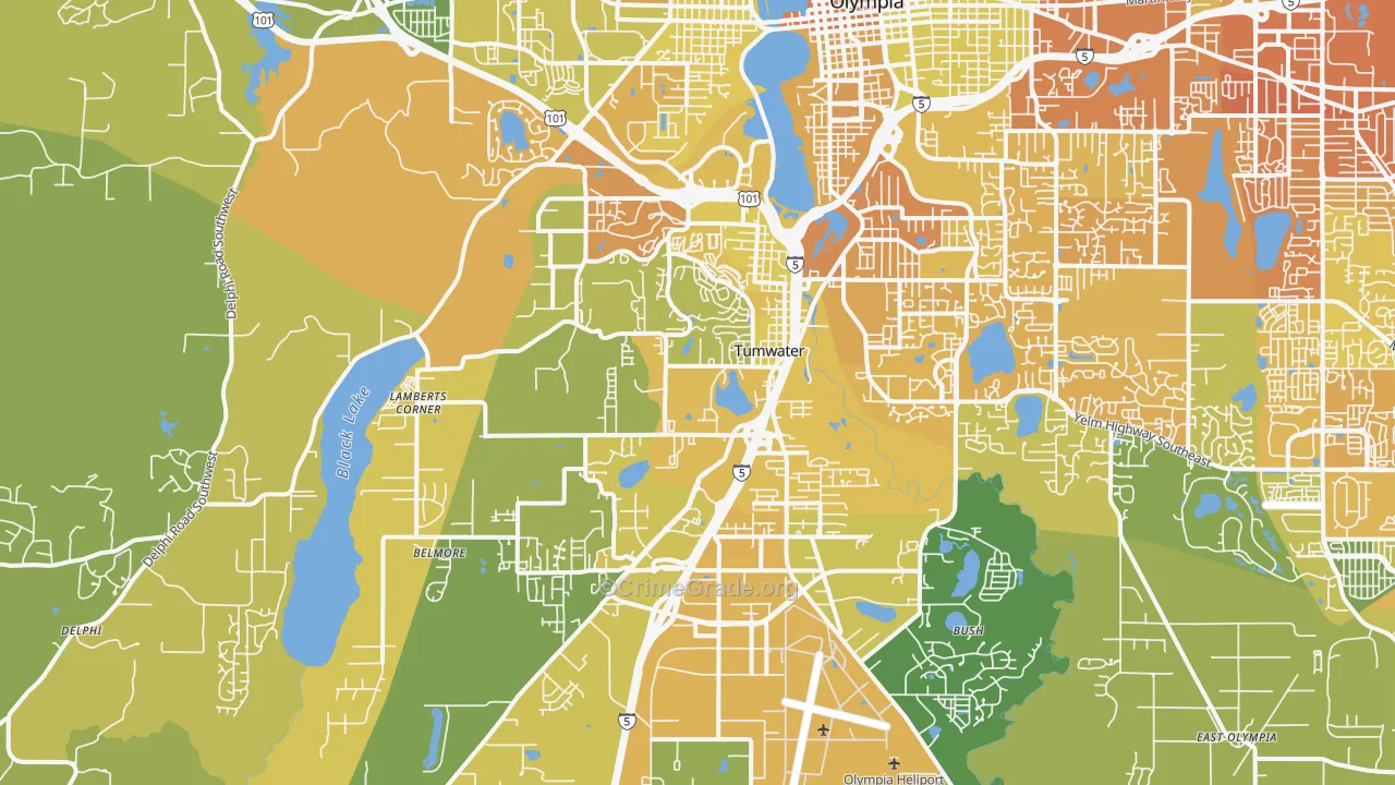 Tumwater, WA Map of Vehicle Theft Rates