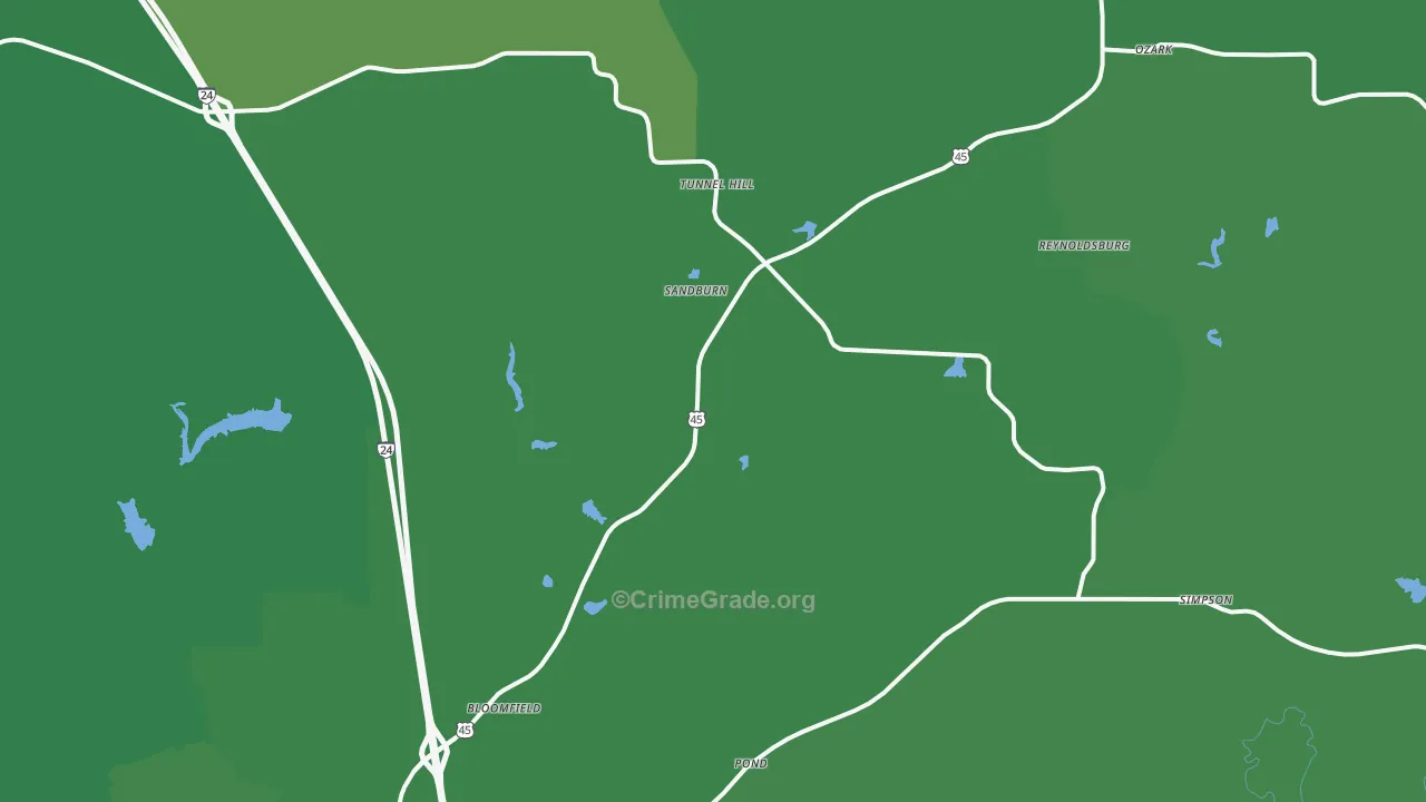 Tunnel Hill, IL Map of Vehicle Theft Rates