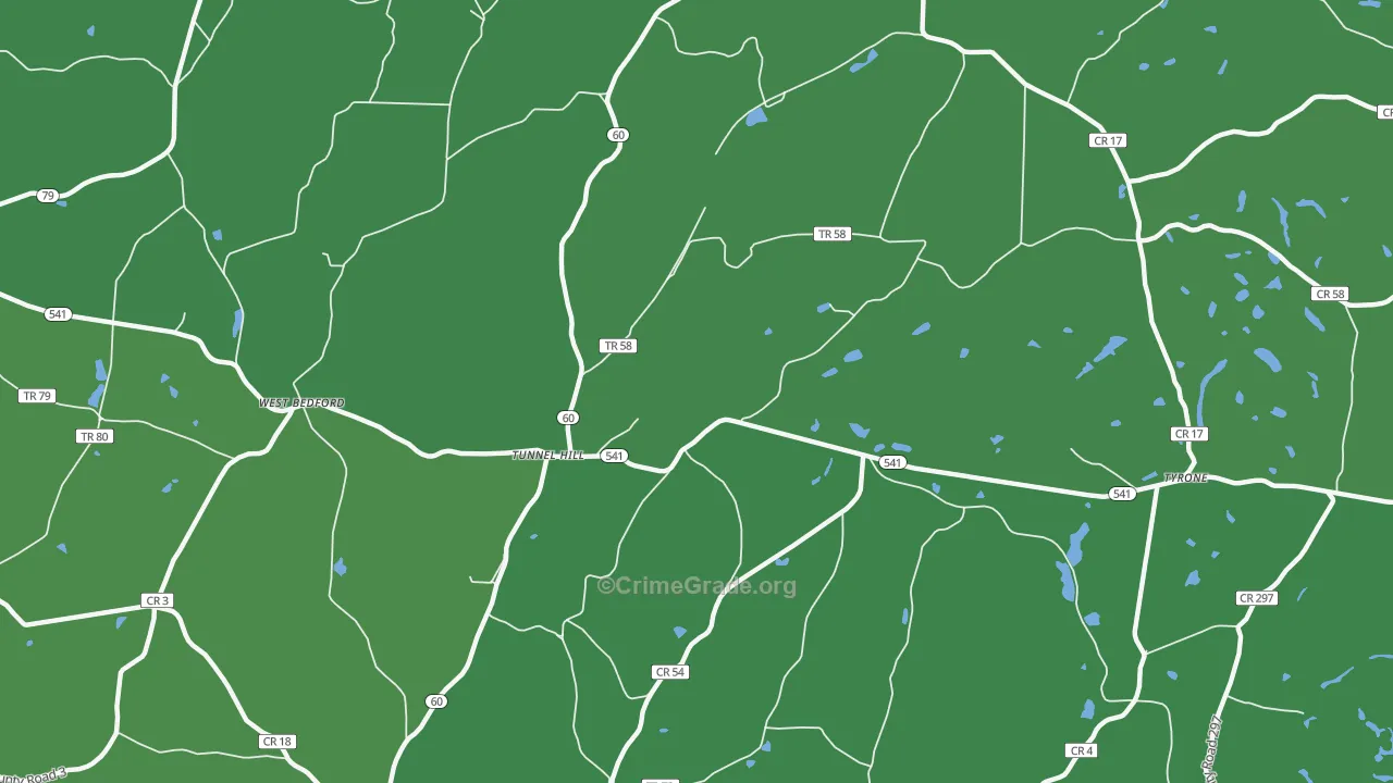 Tunnel Hill, OH Map of Vehicle Theft Rates