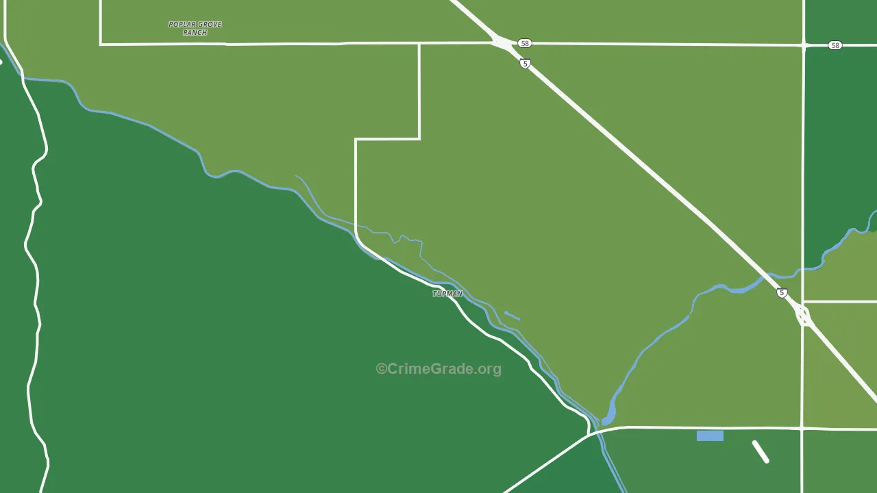 Tupman, CA Map of Vehicle Theft Rates