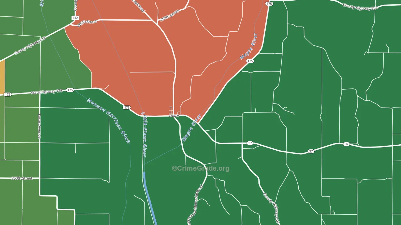 Turin, IA Map of Vehicle Theft Rates