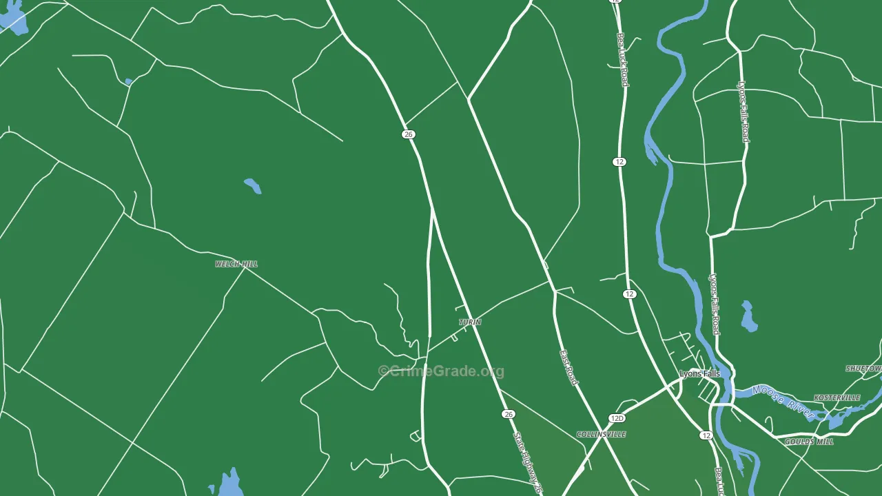 Turin, NY Map of Vehicle Theft Rates