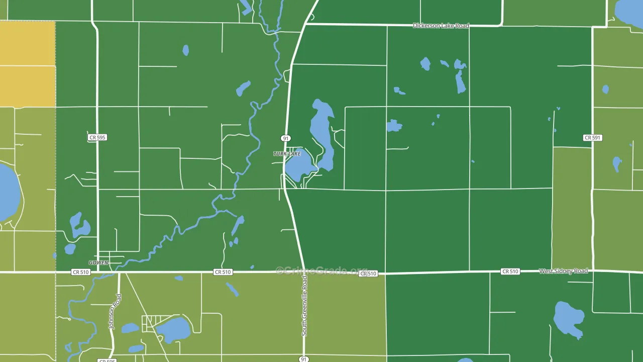 Turk Lake, MI Map of Vehicle Theft Rates
