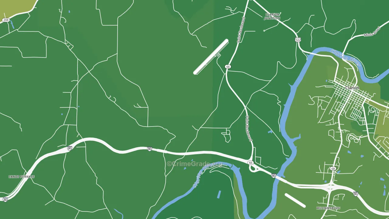Turkey City, PA Map of Vehicle Theft Rates