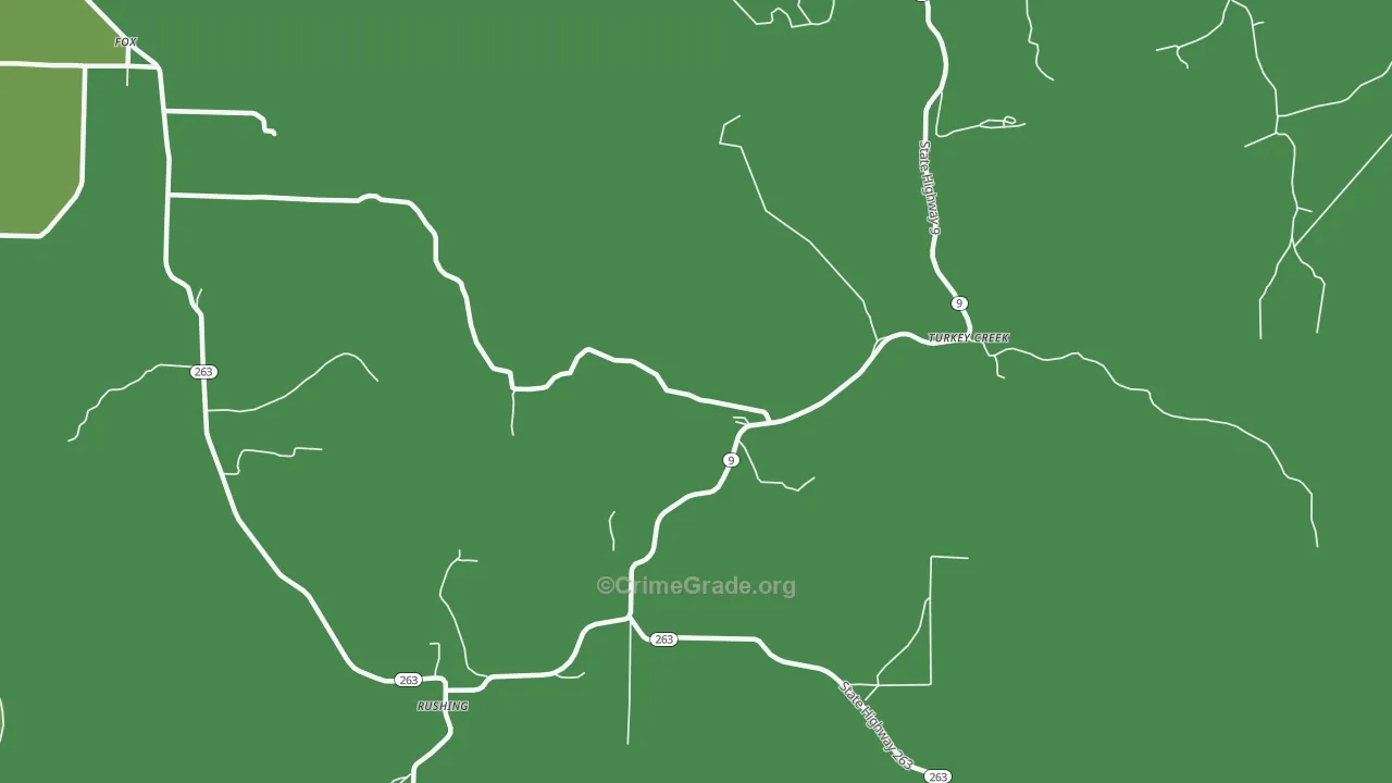 Turkey Creek, AR Map of Vehicle Theft Rates