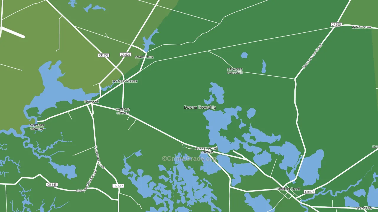 Turkey Point Corner, NJ Map of Vehicle Theft Rates