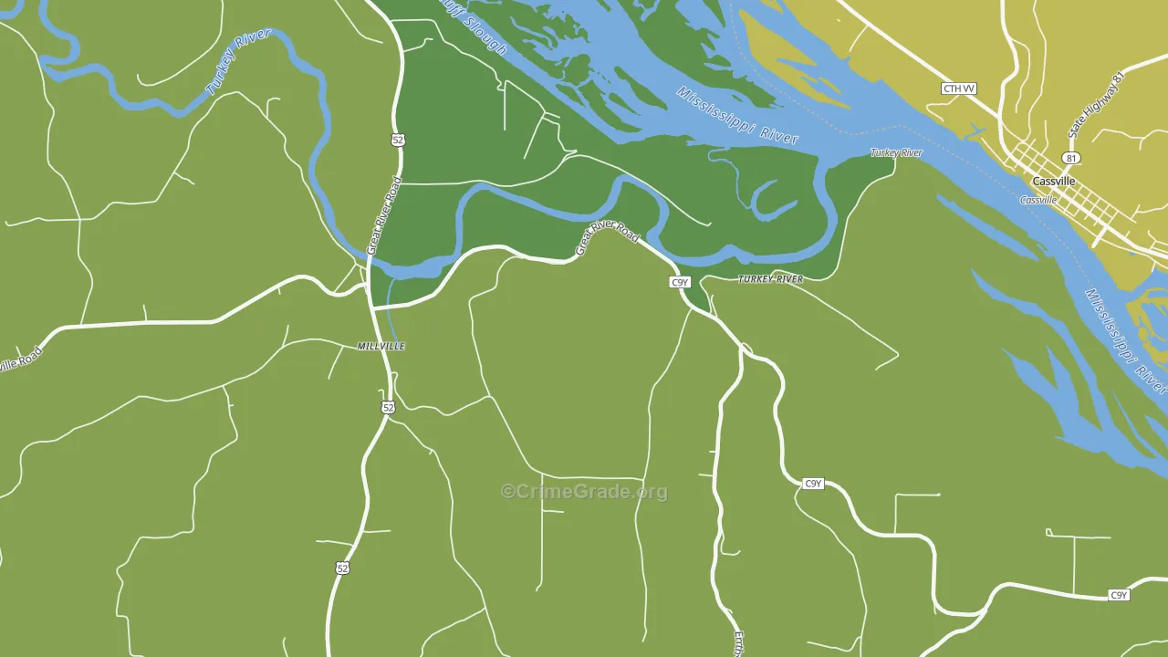 Turkey River, IA Map of Vehicle Theft Rates