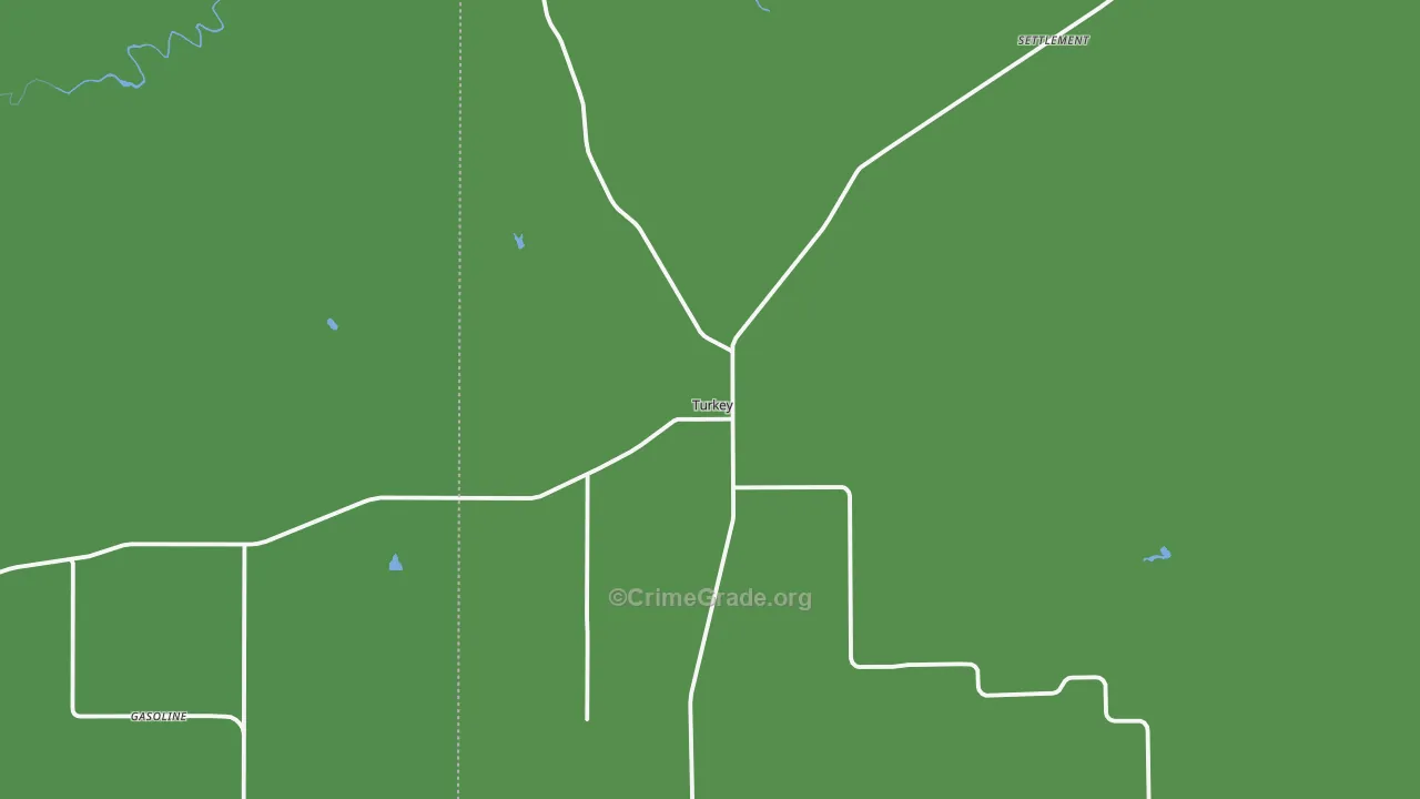 Turkey, TX Map of Vehicle Theft Rates
