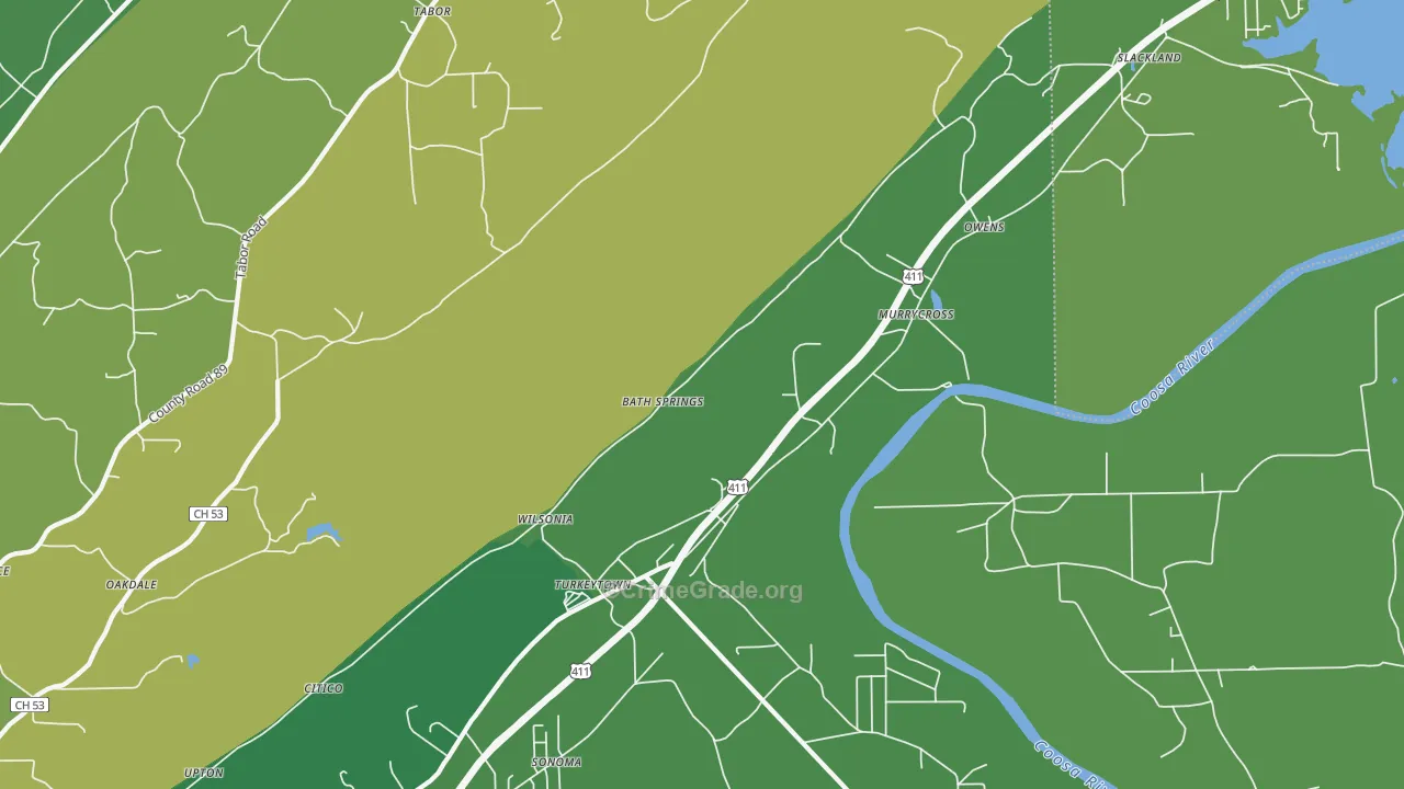 Turkeytown, AL Map of Vehicle Theft Rates