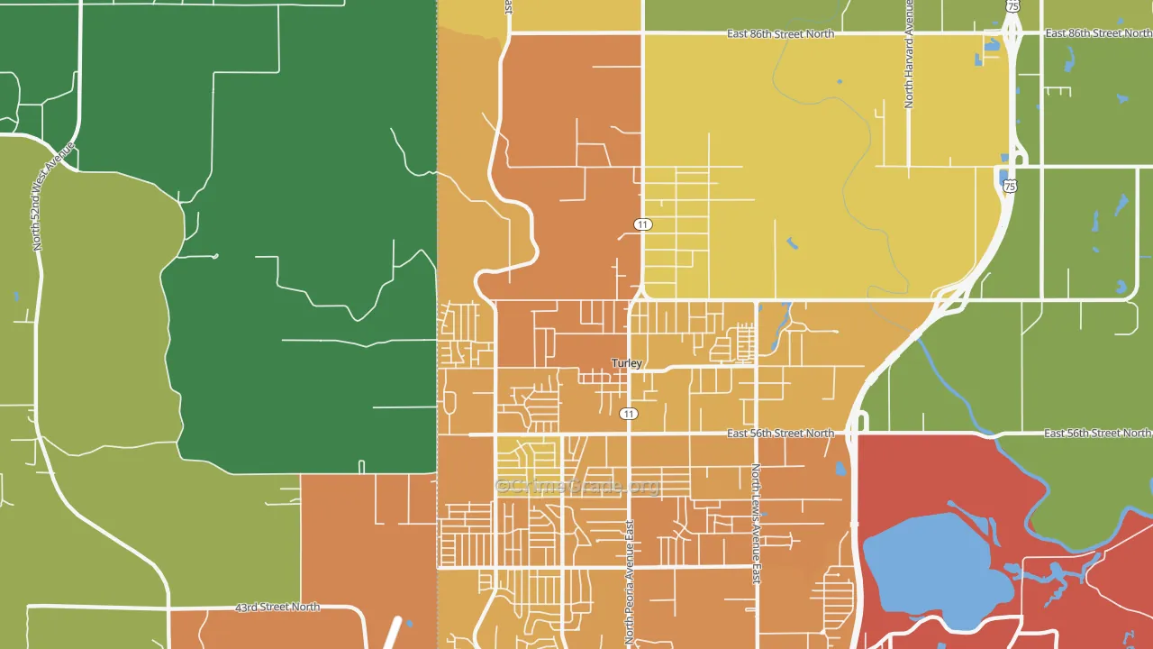 Turley, OK Map of Vehicle Theft Rates