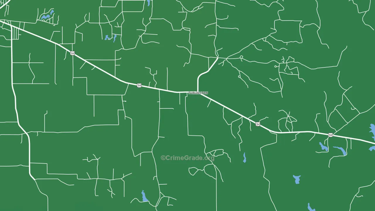 Turlington, TX Map of Vehicle Theft Rates