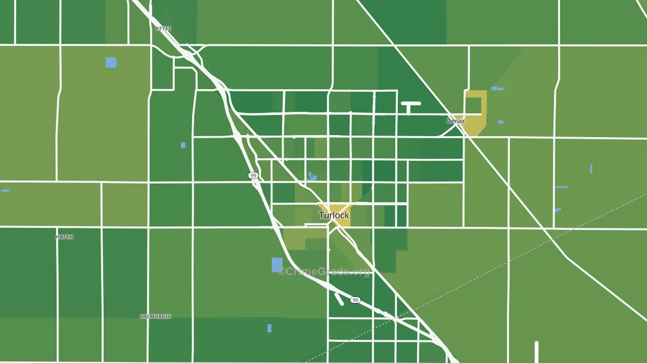 Turlock, CA Map of Vehicle Theft Rates