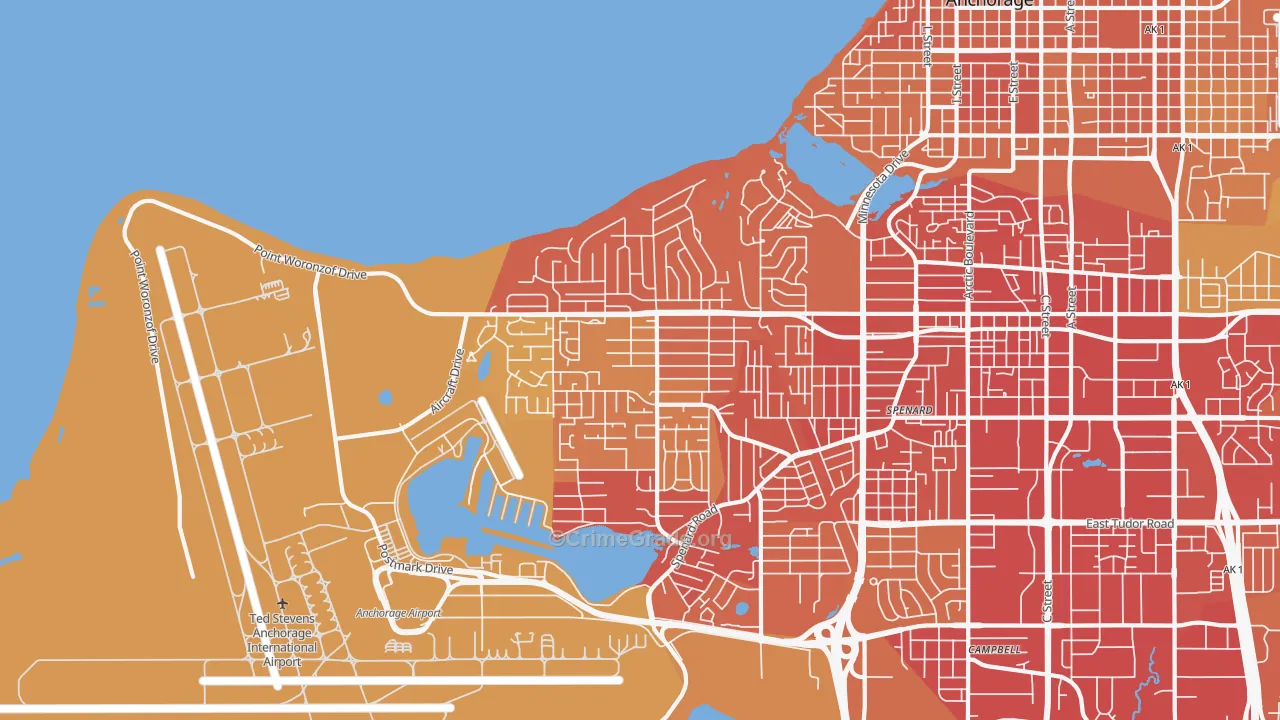 Turnagain, Anchorage, AK Map of Vehicle Theft Rates