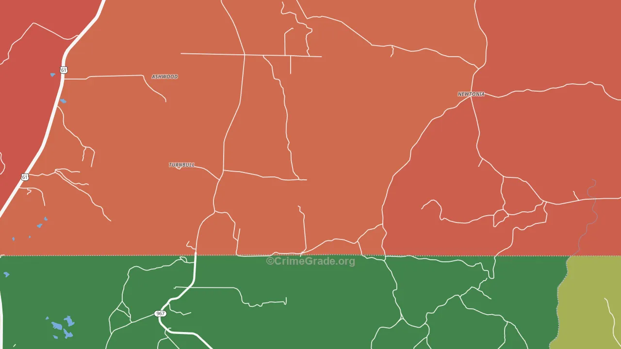Turnbull, MS Map of Vehicle Theft Rates
