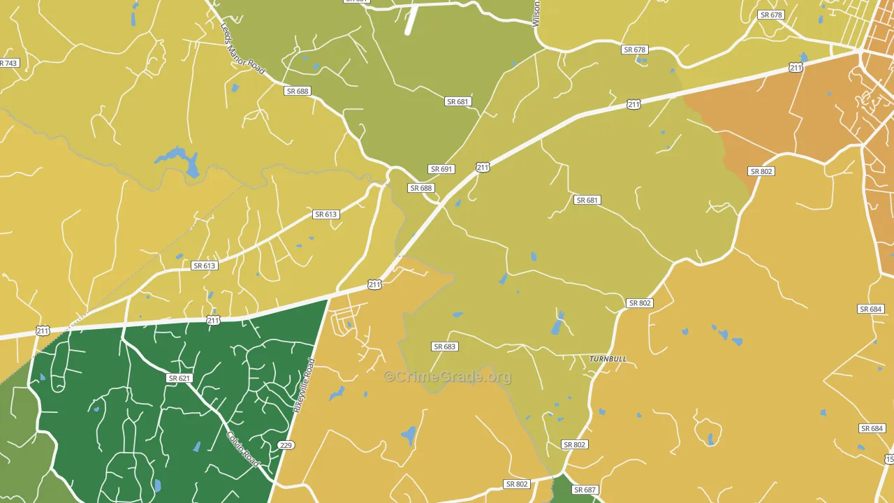 Turnbull, VA Map of Vehicle Theft Rates