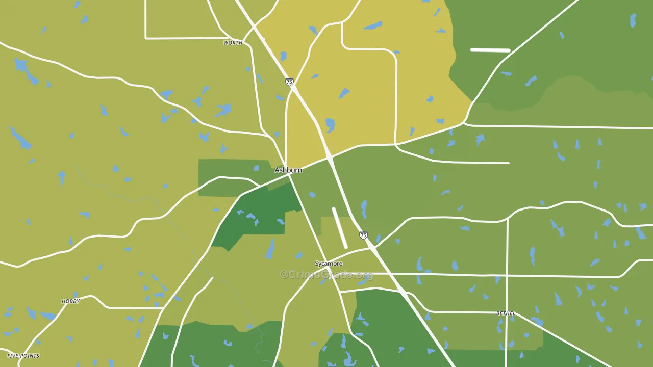Turner County, GA Map of Vehicle Theft Rates