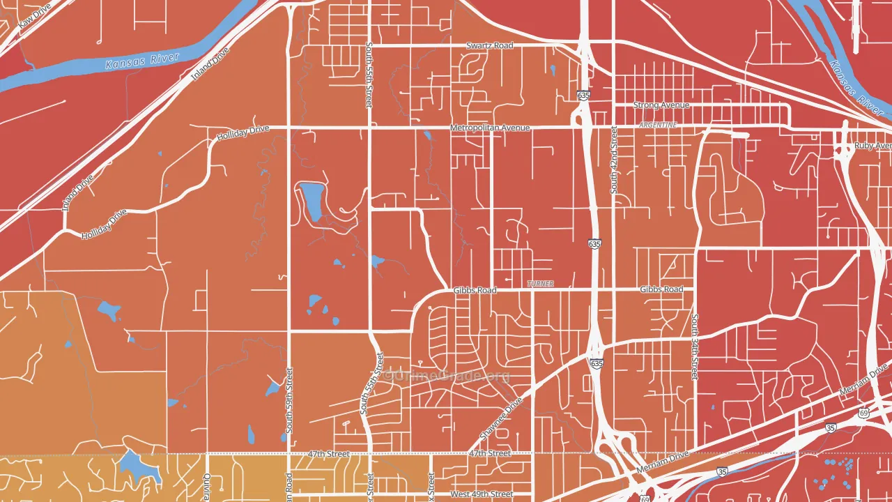 Turner, Kansas City, KS Map of Vehicle Theft Rates