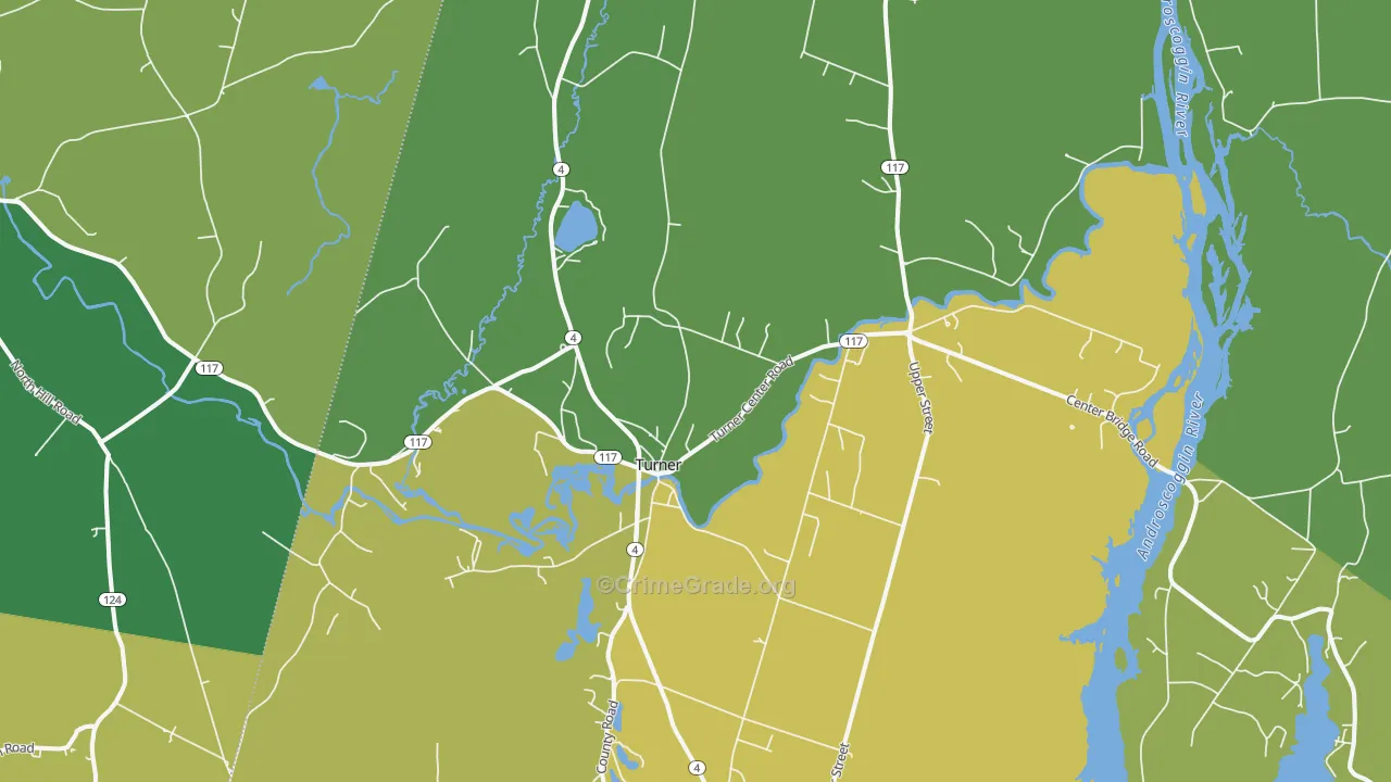 Turner, ME Map of Vehicle Theft Rates