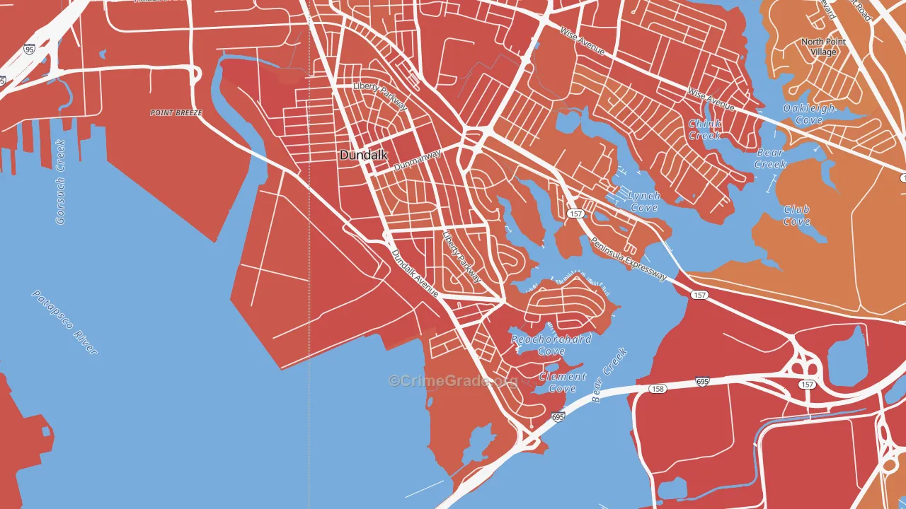 Turners, Dundalk, MD Map of Vehicle Theft Rates