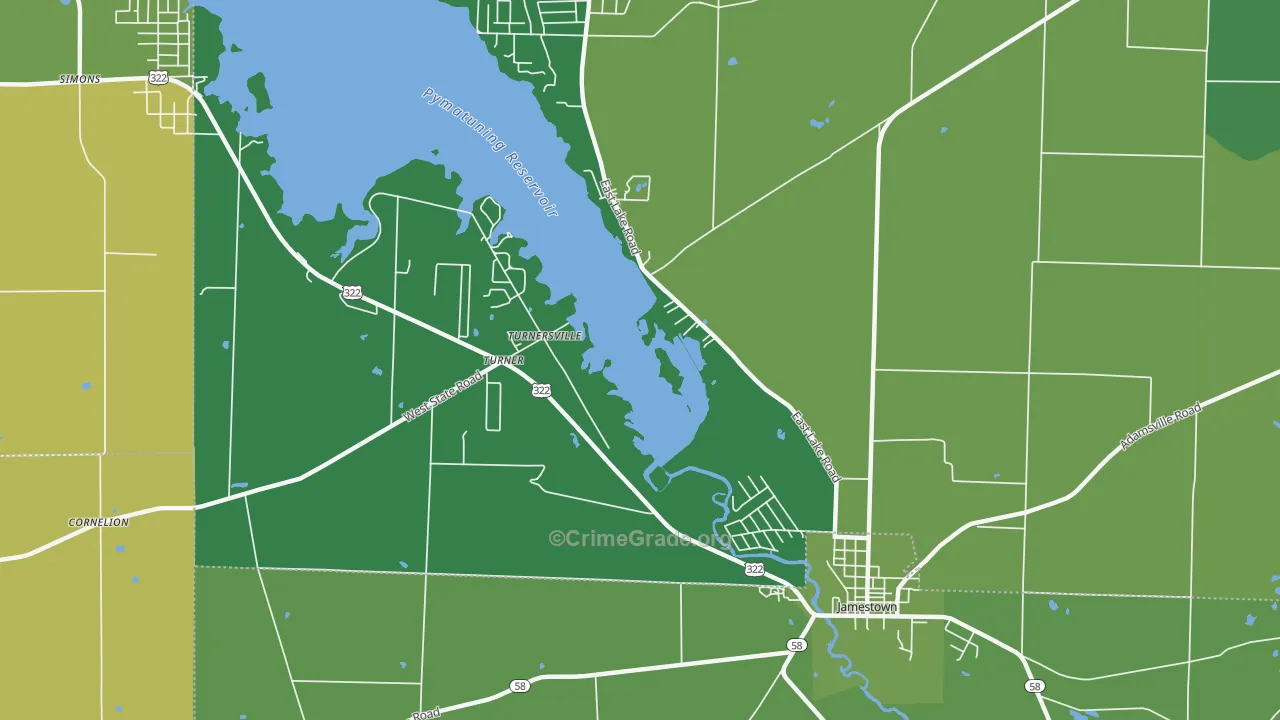 Turnersville, PA Map of Vehicle Theft Rates