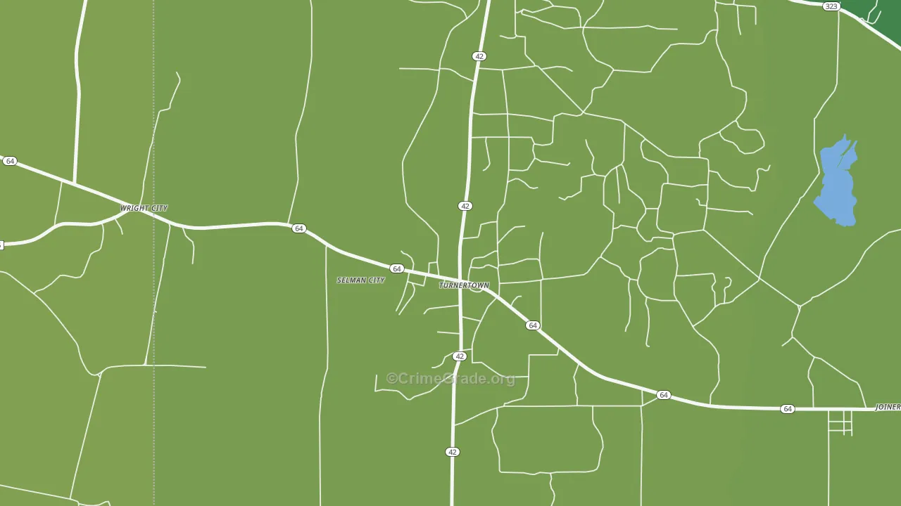 Turnertown, TX Map of Vehicle Theft Rates