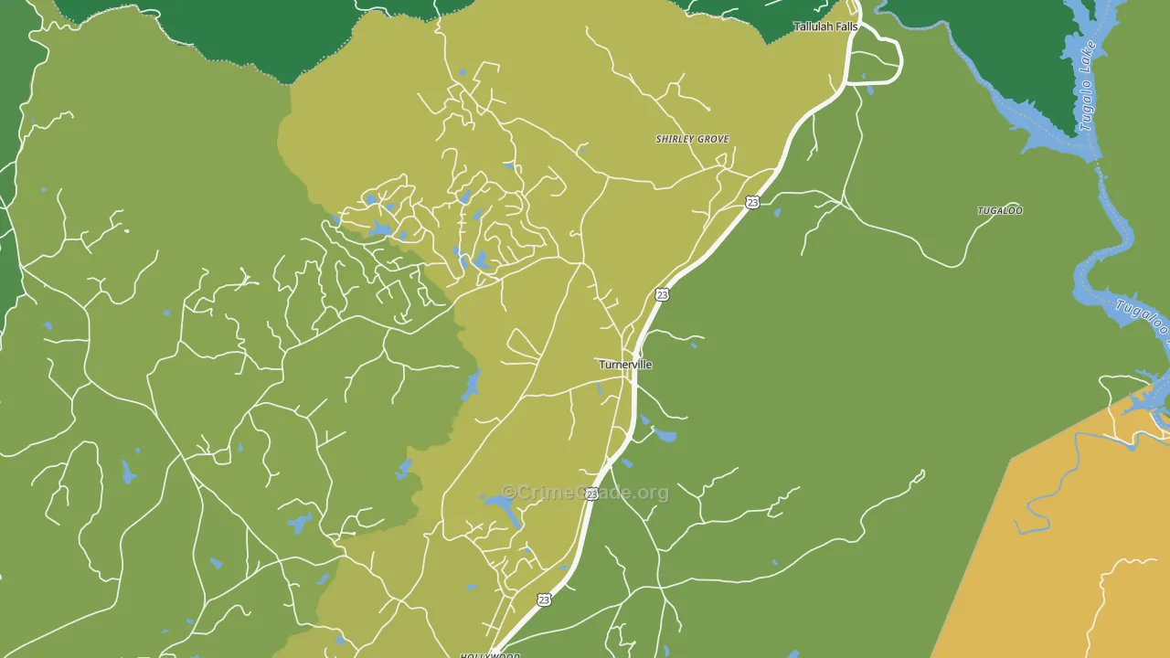 Turnerville, GA Map of Vehicle Theft Rates
