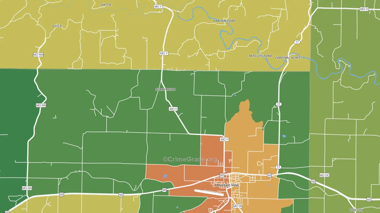 Turnerville, MO Map of Vehicle Theft Rates