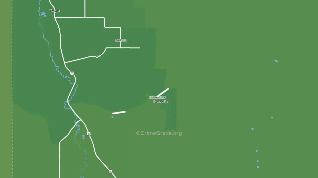 Turnerville, WY Map of Vehicle Theft Rates
