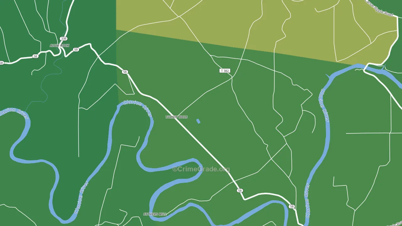Turnip Hole, PA Map of Vehicle Theft Rates