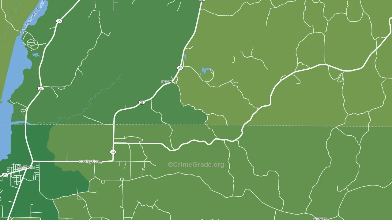 Turon, MS Map of Vehicle Theft Rates