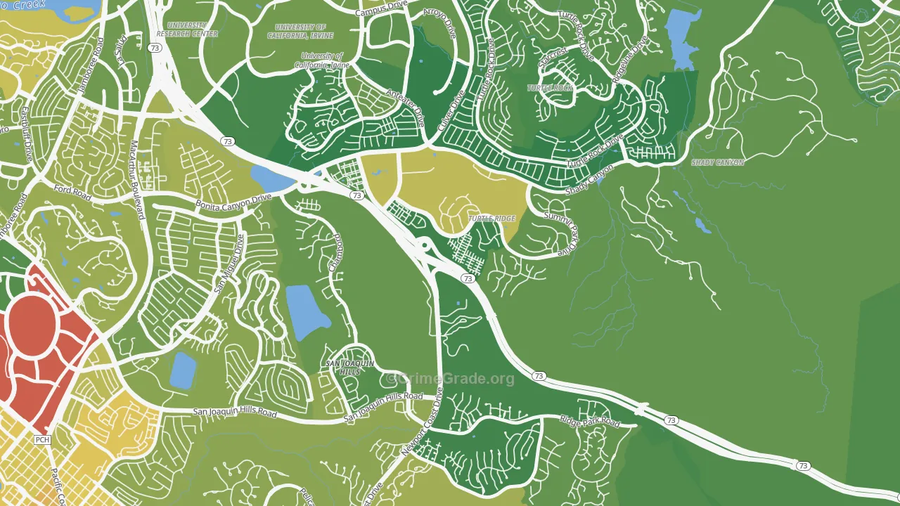 Turtle Ridge, Irvine, CA Map of Vehicle Theft Rates