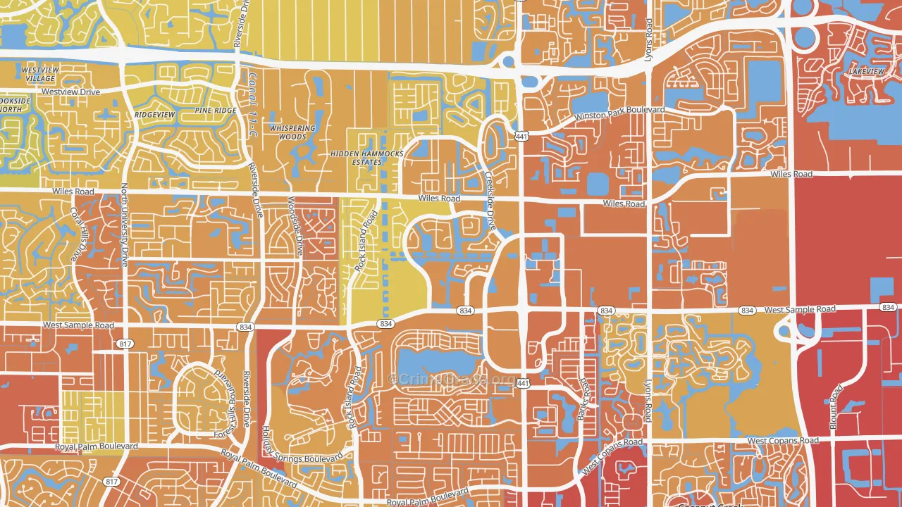 Turtle Run, Coral Springs, FL Map of Vehicle Theft Rates