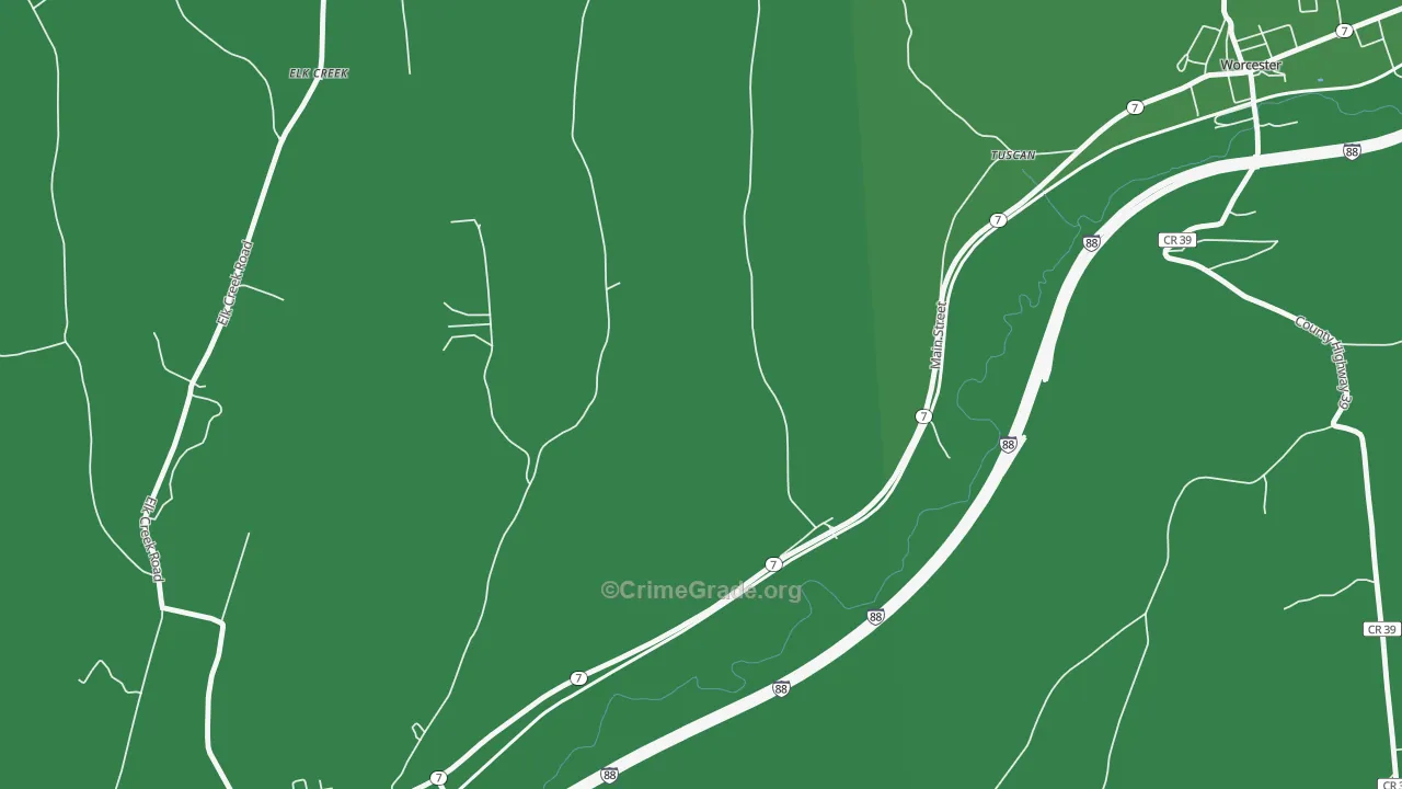 Tuscan, NY Map of Vehicle Theft Rates