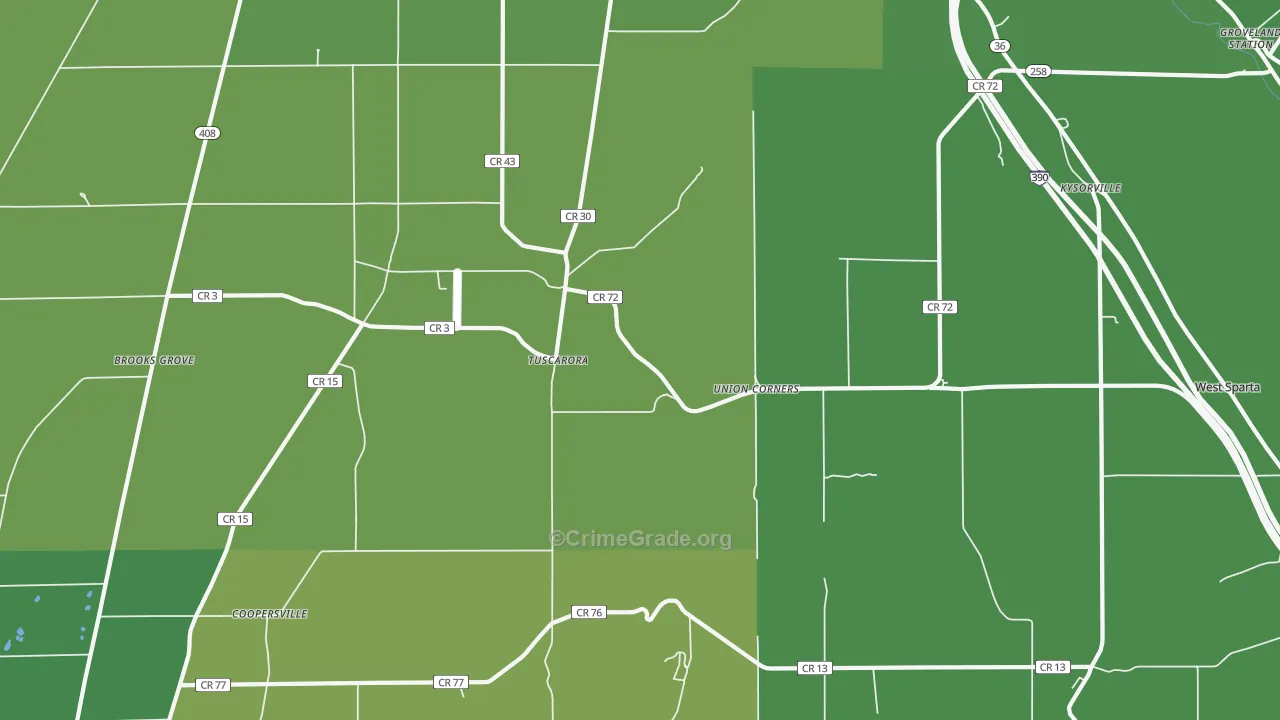 Tuscarora, NY Map of Vehicle Theft Rates