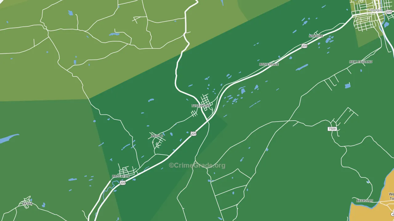 Tuscarora, PA Map of Vehicle Theft Rates