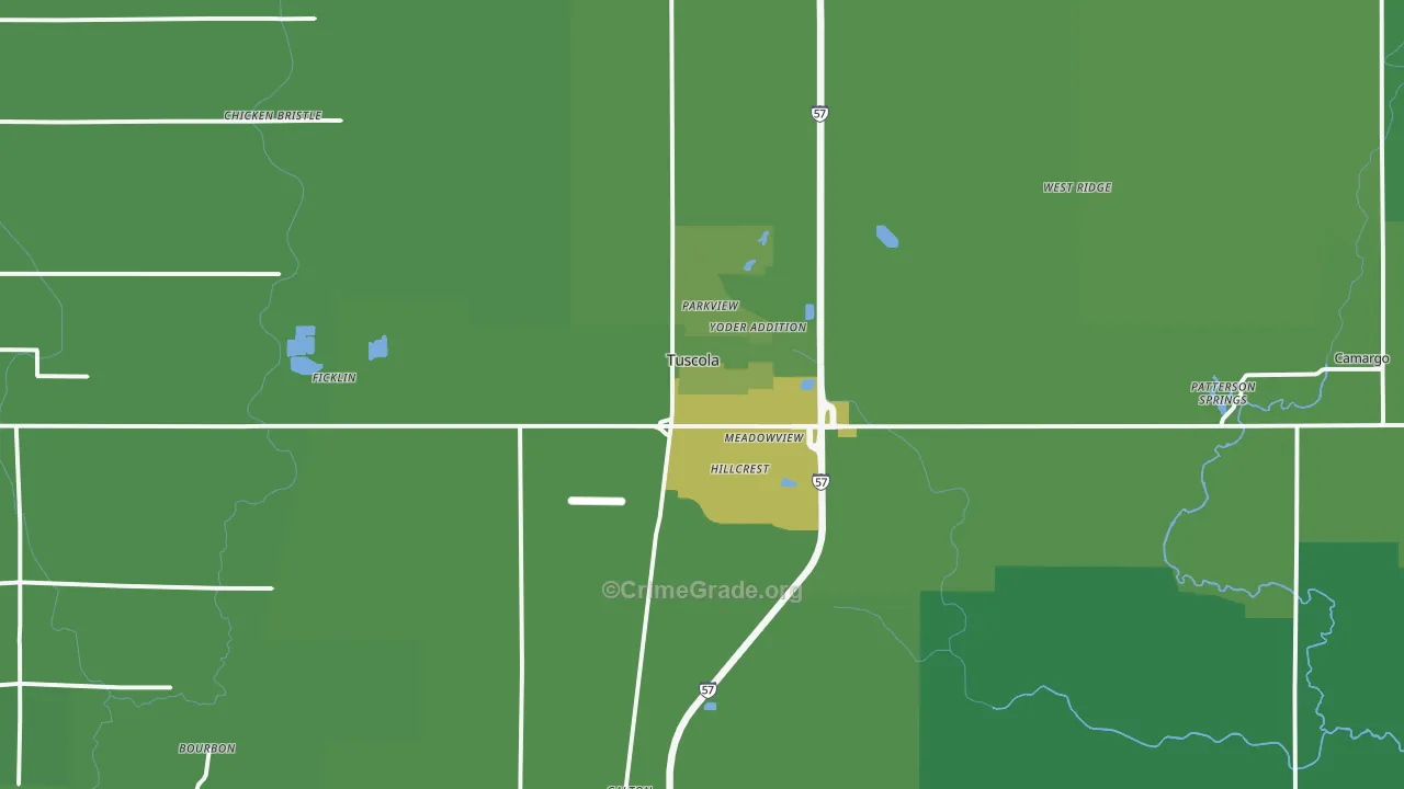 Tuscola, IL Map of Vehicle Theft Rates