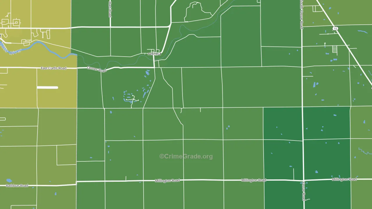 Tuscola, MI Map of Vehicle Theft Rates