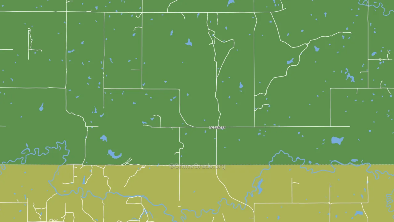 Tuskegee, OK Map of Vehicle Theft Rates