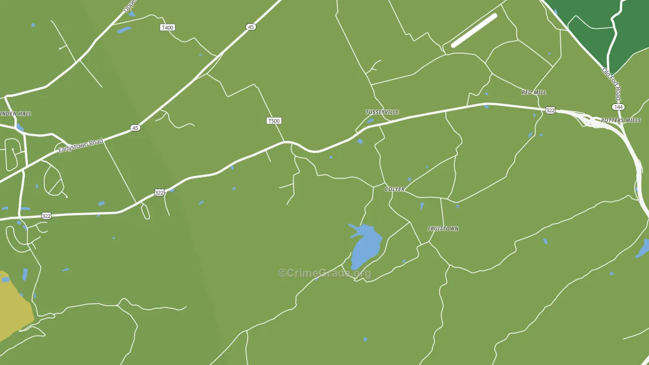 Tusseyville, PA Map of Vehicle Theft Rates