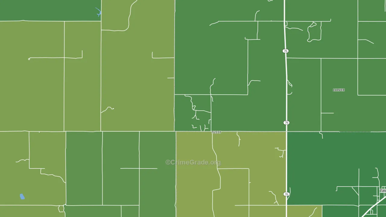 Tussy, OK Map of Vehicle Theft Rates