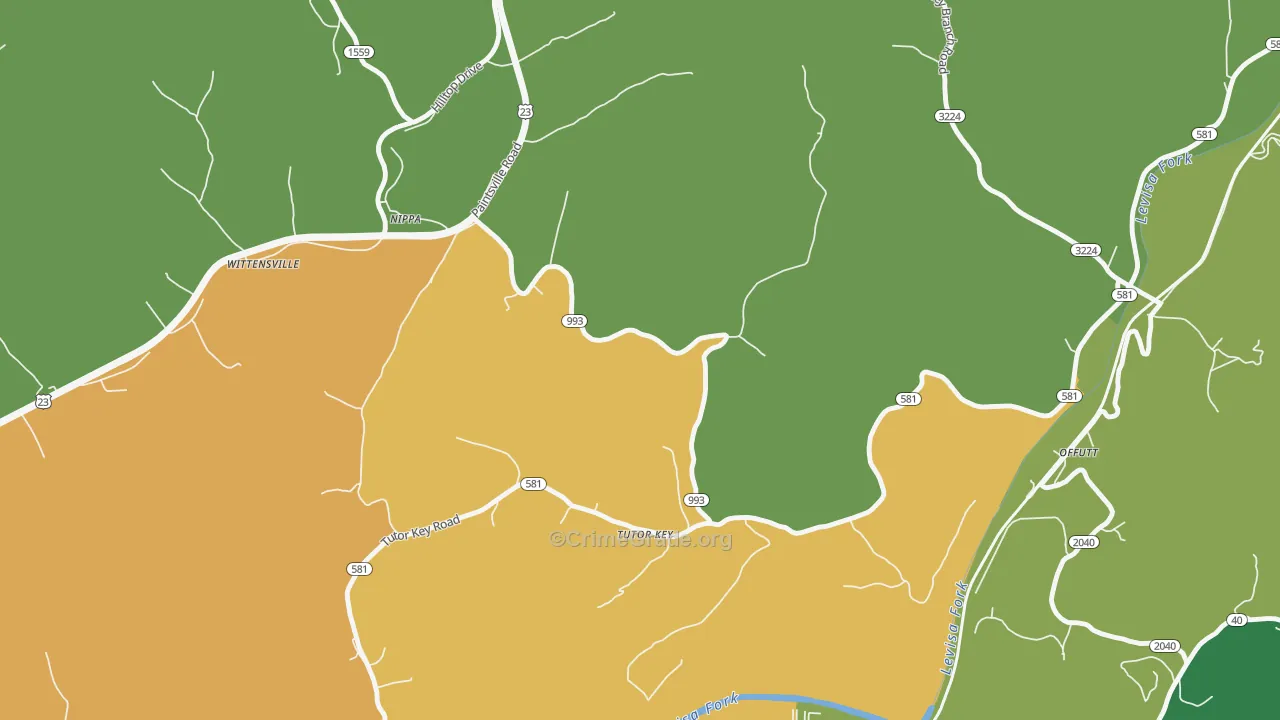 Tutor Key, KY Map of Vehicle Theft Rates