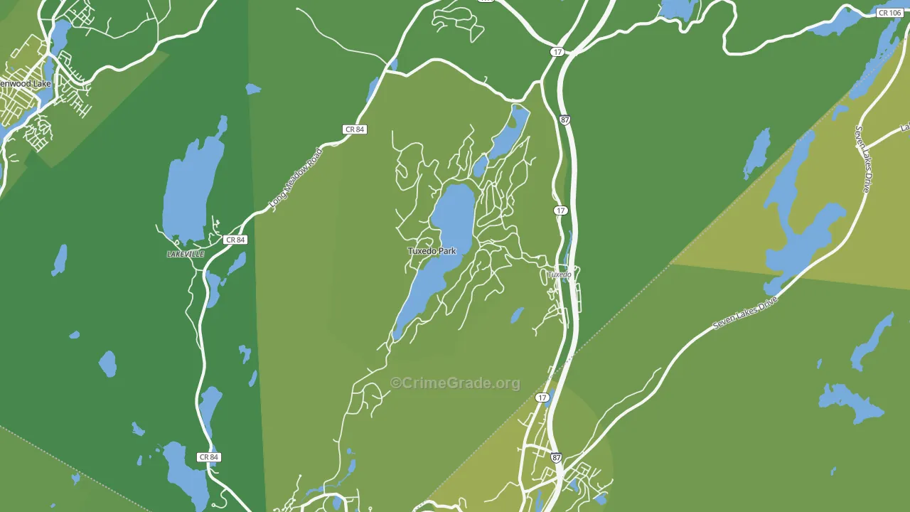 Tuxedo Park, NY Map of Vehicle Theft Rates