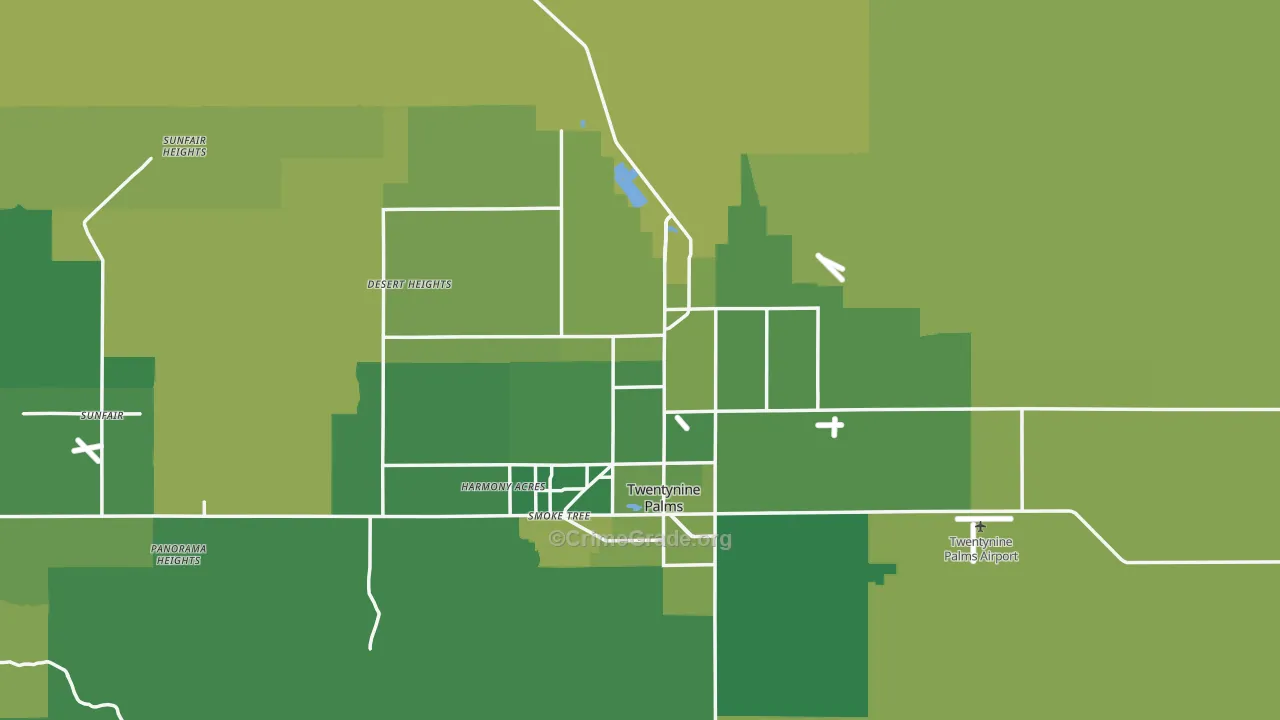 Twentynine Palms, CA Map of Vehicle Theft Rates
