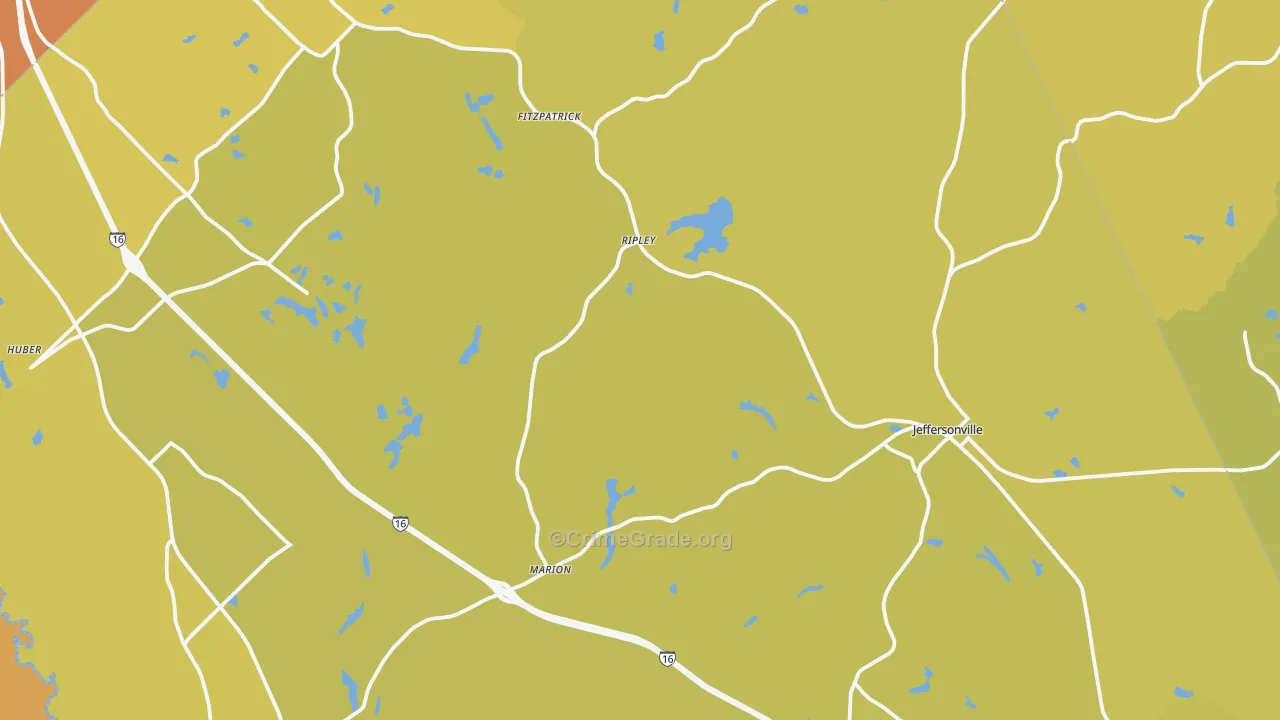 Twiggs County, GA Map of Vehicle Theft Rates