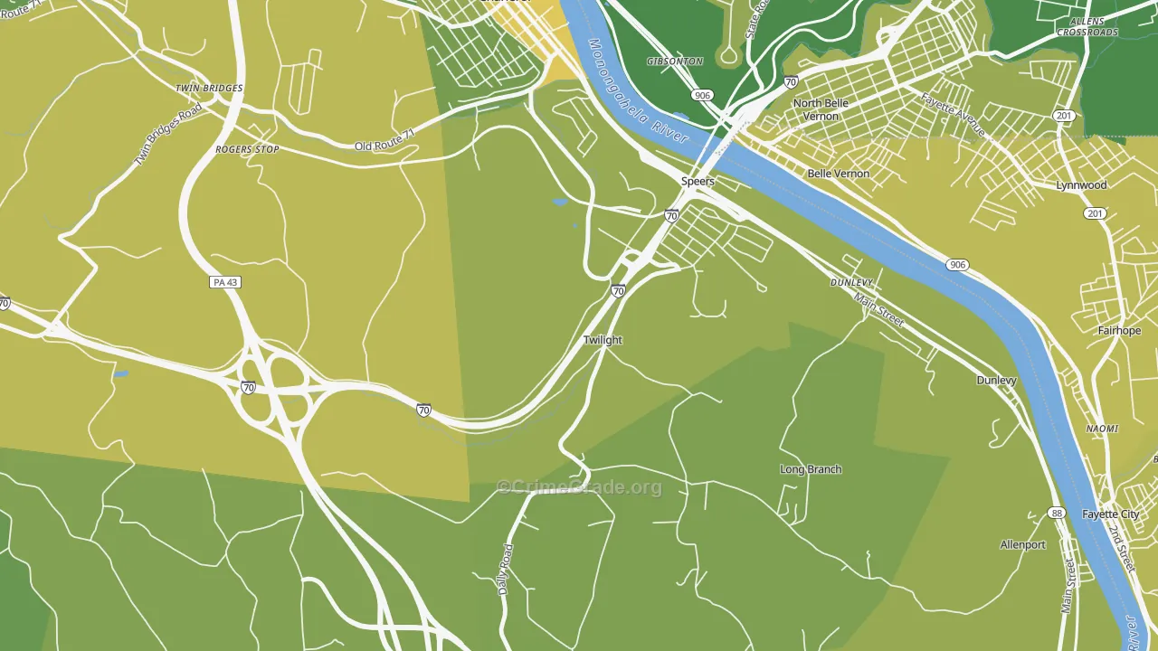 Twilight, PA Map of Vehicle Theft Rates