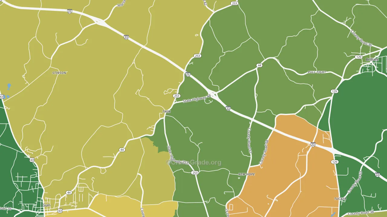 Twin, AL Map of Vehicle Theft Rates