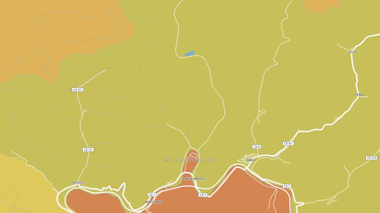 Twin Branch, WV Map of Vehicle Theft Rates